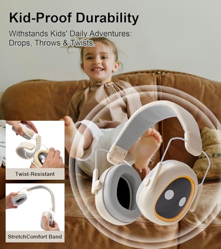 Ear protection for kids, 30dB SNR, 5.5 oz, Lightweight Adjustable - color: Beige