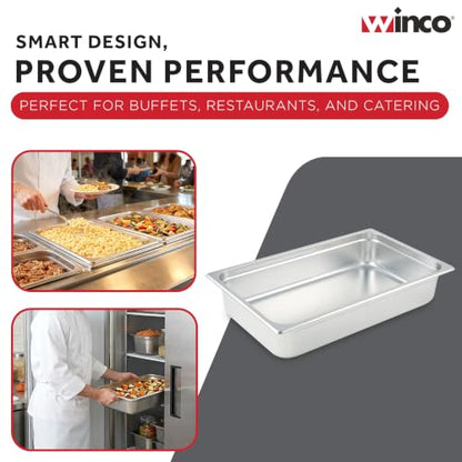 Winco Anti-Jamming Steam Pan, Full-Size x 4-Inch,Stainless Steel,Medium - size: 4" Deep