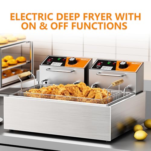 Electric Deep Fryer 3400W Hot 22.6QT/24L Commercial Deep Fryers with 3 Baskets Countertop Oil Fryer for Restaurant Use and Home Kitchen with One - Touch Switch & Temperature Contro - size: R-83S
