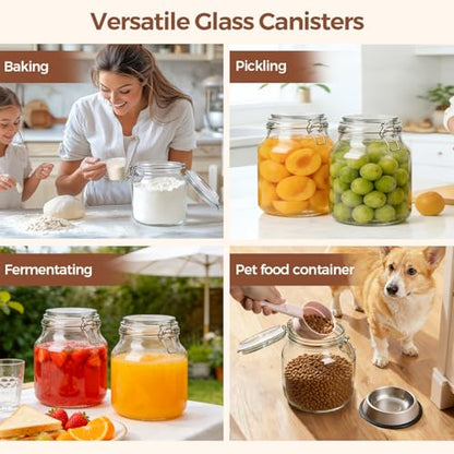 ComSaf Glass Pantry Jars with Airtight Lids 74 oz 2 Pack Large Wide Mouth - size: 74 fl oz x 2 - Wide Mouth