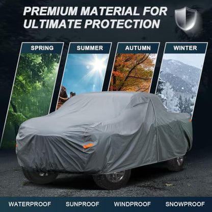 GUNHYI Large Truck Cover Waterproof All Weather. See Truck Size Chart - color: 4 Truck Cover, size: 4 Truck XXXL - Max Length to 261",Max Cab to 158"