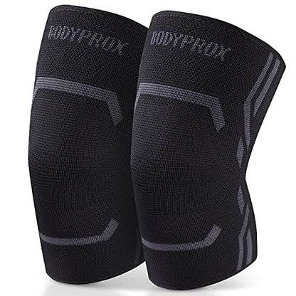 Bodyprox Knee Compression Sleeve for Men and Women (2 Pack), Knee Support Brace for Running and Work out (Large) - size: Large