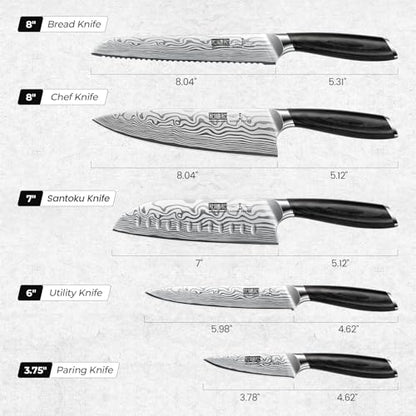 HOSHANHO 5 Pieces Knife Set, High Carbon Powder Steel Forged Chef Knife Set - size: 5 Pieces Knife Set