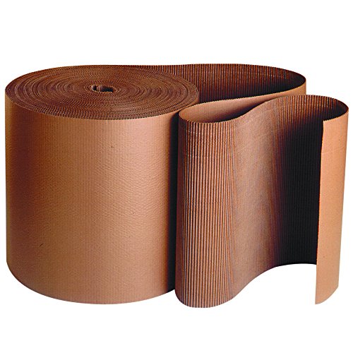 Partners Brand Corrugated Cardboard Roll, 48" x 250', Kraft, Single face Corrugated Roll for Packing, Wrapping, Moving, Storage, Sheet Layer Protection, and Shipping Supplies