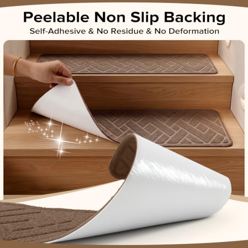 Non Slip Stair Treads for Wooden Steps, 15 Pack 8"x30", Taupe - color: Taupe, size: 8" x 30"