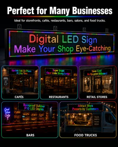 115"X14" P10 Outdoor LED Sign Programmable Scrolling LED Signs for Business - size: P10 115*14 INCH