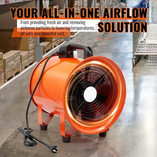 dreamdragon 12-Inch Utility Blower Fan with 25FT Duct Hose, 3300 RPM, 69dB - color: 12in-25ft