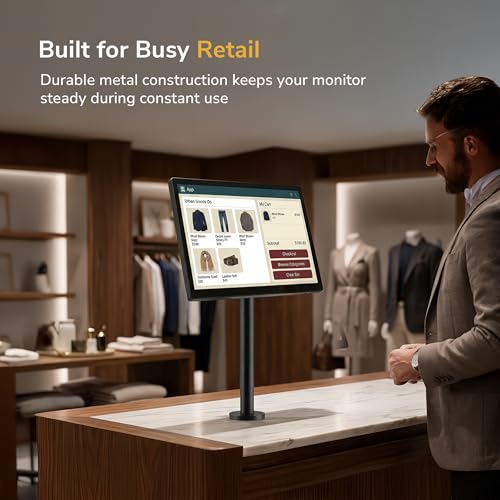 Mount-It! Fixed Height POS Monitor Mount – 19.7” Monitor Pole Mount for Retail Checkout Counters and Point of Sale Systems, Bolt-Down Base, VESA 75x75 & 100x100, Fits 13–32” Monitors, 33 lb Capacity - style: 19.7 Inches