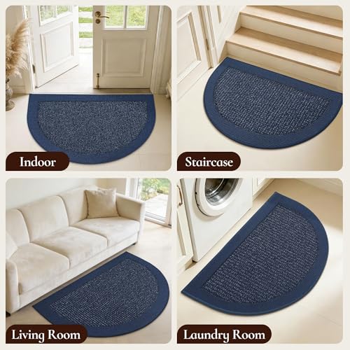 Dirt Trapper Door Mats 24" x 36", Non-Slip & Washable, Blue - color: Blue, size: 24" X 36" (Semicircular)