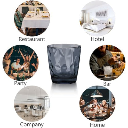 Topsky 10 oz Plastic Water Tumblers | Set of 4 Transparent Unbreakable Drinking Glasses Clear Acrylic Reusable Juice Wine Cups for Home Picnic Party, Dishwasher Safe, Stackable (Gray) - color: Grayish Blue 10oz