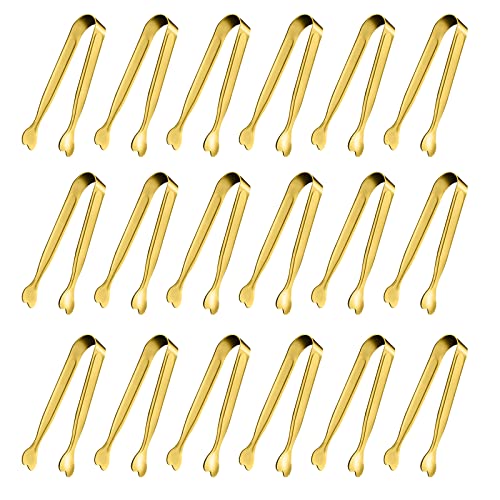 Mini Serving Tongs, Anytrp 18-Packs Stainless Steel Sugar Tongs, 4.3 inch Ice Tongs Kitchen Appetizers Tong for Coffee Bar, Tea Party, Desserts Party, Sugar and Ice Bucket - color: Gold, size: 4.3inch-18pcs