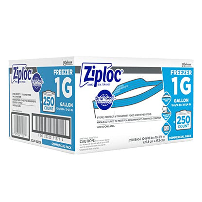 Ziploc Gallon Food Storage Freezer Bags, Grip 'n Seal Technology for Easier Grip, Open, and Close, 250 Count (Pack of 8, 2000 Count Total) - size: 250 Count (pack of 8)