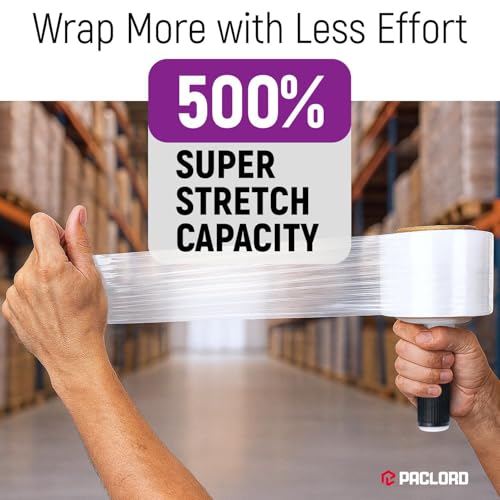 3" x 1000' Industrial Strength Stretch Wrap, Ready to Use Pack of 8 Mini Rolls with one Handle, Clear Plastic Film, 80 Gauge Thick, 500% Elongation – Heavy-Duty Shrink Wrap for Moving, Packing - style: Pack of 8
