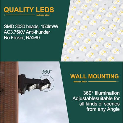 220W LED Wall Pack Lights, 360° Adjustable Panel with Dusk to Dawn Photocell, 100-277v 33000Lm 5000K Daylight, IP65 Waterproof & Advanced Heat Dissipation Outdoor Security Lighting-4Pack - size: 220W