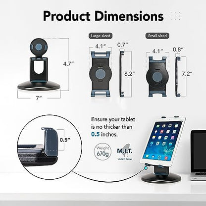 EHO Tablet Kiosk Stand, 360° Rotating Commercial Tablet Stand, Retail Kiosk, 6"-13" (Screens) Adapter Universal Holder for iPad, Air, Mini, Microsoft Surface, Most Tablets - Black - color: Black