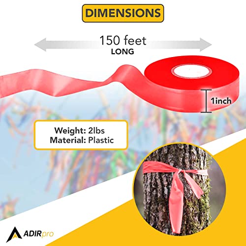 AdirPro 12 Pack Fluorescent Flagging Tape - Multipurpose Neon Marking Tape - Great Visual Labeling & Tagging for Home & Workplace Use (Fluorescent Red, 150 feet) - color: Fluorescent Red, size: 150 feet