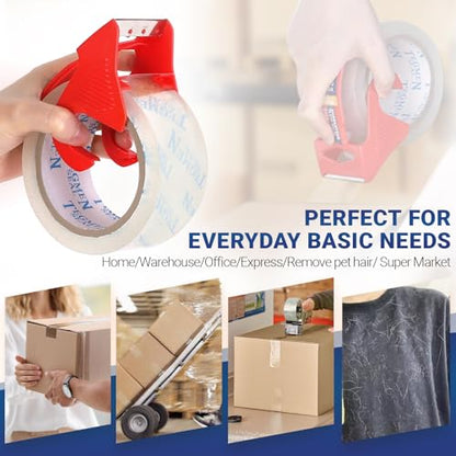 Heavy Duty Clear Packing Tape with Dispenser Combo for Shipping, Moving & Storage,Thicker Clear Packing Tape, 1.88 inches Wide, 60 Yards Per Roll, 12 Pack 720 Total Yards - size: 12-Pack
