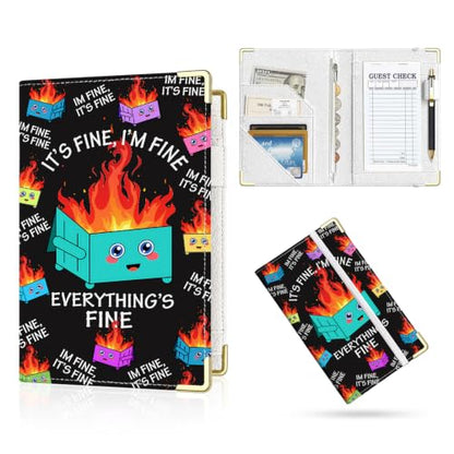 Server Book,7 Pocket Zipper Organizer,Server Books for Waitress - color: Dumpster Fire