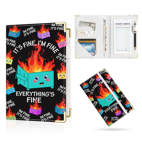 Server Book,7 Pocket Zipper Organizer,Server Books for Waitress - color: Dumpster Fire