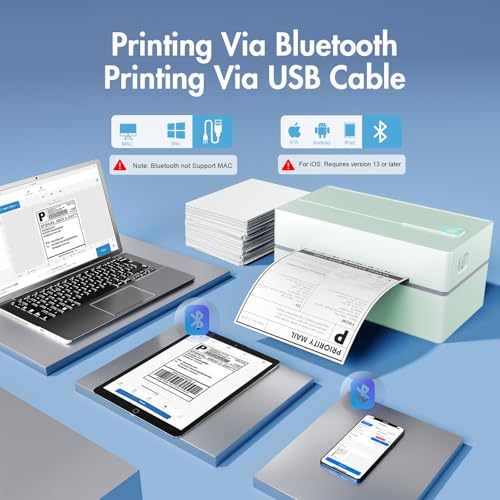 Thermal Shipping Label Printer 4x6 Bluetooth Label Maker for Small Business - color: Green