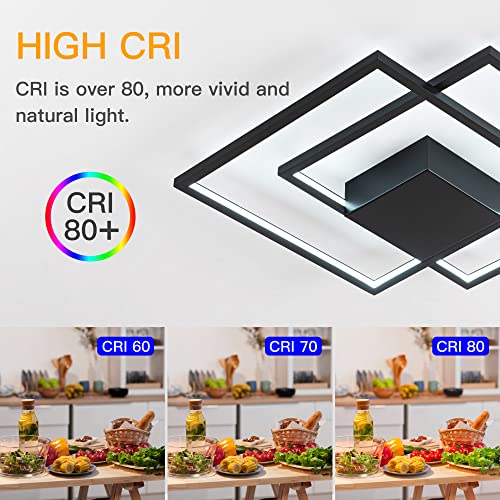 Modern LED Ceiling Light,Black,Frame Flush Mount Ceiling Light - size: 2-light squares