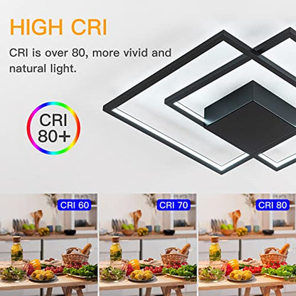 Modern LED Ceiling Light,Black,Frame Flush Mount Ceiling Light - size: 2-light squares