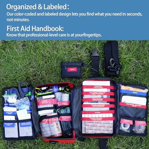 Besst Survivor Waterproof First Aid Kit -Complete Trauma Gear With Labeled Storage, MOLLE System&CPR Kit, Practical Medical Kit For Boating, Marine, Camping, Hurricane, Vehicle And Household Emergency - size: Extra Large