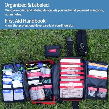 Besst Survivor Waterproof First Aid Kit -Complete Trauma Gear With Labeled Storage, MOLLE System&CPR Kit, Practical Medical Kit For Boating, Marine, Camping, Hurricane, Vehicle And Household Emergency - size: Extra Large