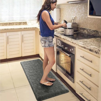 WISELIFE Kitchen Mat Cushioned Anti Fatigue Floor Mat, 17.3"x39", Grey - color: Grey, size: 1'5" x 3'3" (Rectangular)