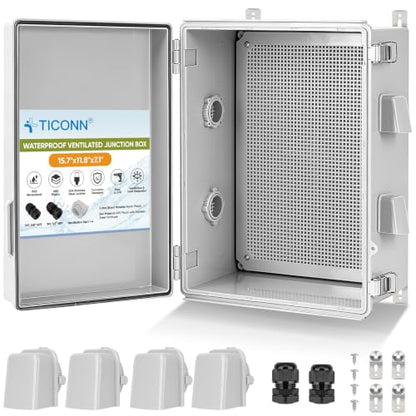 TICONN Outdoor Electrical Box with Ventilation Holes, IP65 Junction Box - color: Off-white, size: 15.7"x11.8"x7.1"
