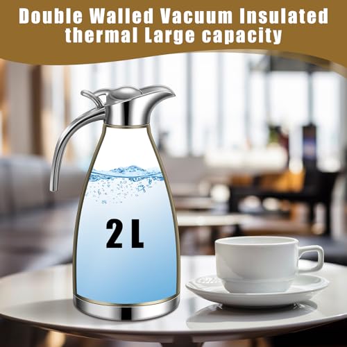 Uiifan 2 Pcs 68oz Thermal Coffee Carafe for Keeping Hot/Cold - color: Champaign Gold