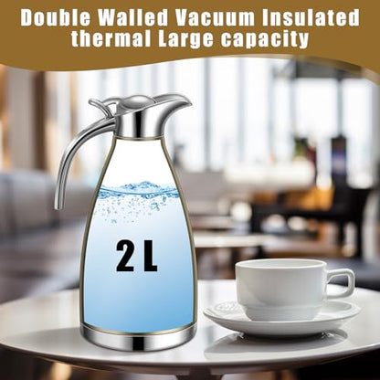 Uiifan 2 Pcs 68oz Thermal Coffee Carafe for Keeping Hot/Cold - color: Champaign Gold