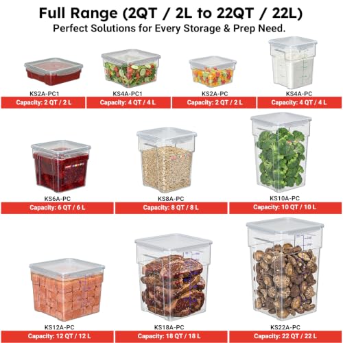 2 Pack Airtight Commercial Food Storage Container Set, Includes 2 QT & 4 QT Clear Containers, Stackable, Gold Scale Markings for Coffee Beans, Sugar and Dry Ingredients, Shallow Model - size: 2.0(QT)+4.0(QT)-Shallow