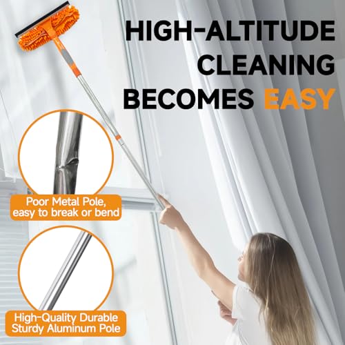 2 in 1 Window Squeegee Cleaner Kit Extension Pole, 67 in, Orange - color: Orange 67 in