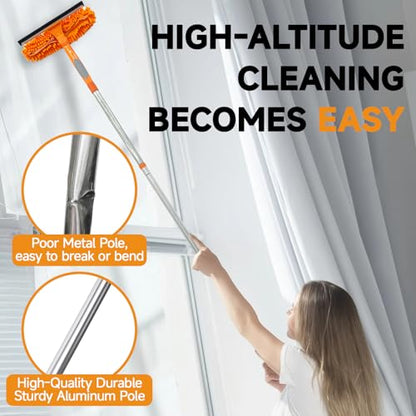 2 in 1 Window Squeegee Cleaner Kit Extension Pole, 67 in, Orange - color: Orange 67 in
