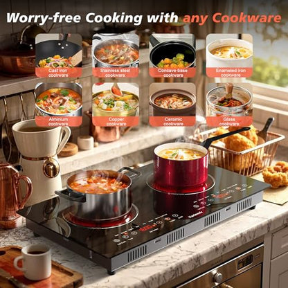 2 Burner Electric Cooktop 110V, 2000W, 24" Countertop & Built-in - size: 24 Inch 2 Burner Black