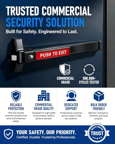 31.5" Panic Exit Device with Keyed Lever, 304 Stainless Steel, Black - color: Black