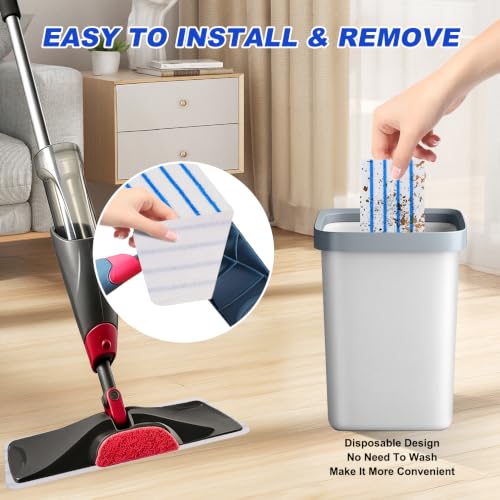 Replacement Disposable Mop Pad for Rubbermaid Reveal Spray Mop - 30 Pack Wet & Dry Floor Cleaning Refills Fit for Any Reveal Flat Cleaning System 16.5" (30 Pack) - color: 16.5 Inch-30pack-blue&white-disposable
