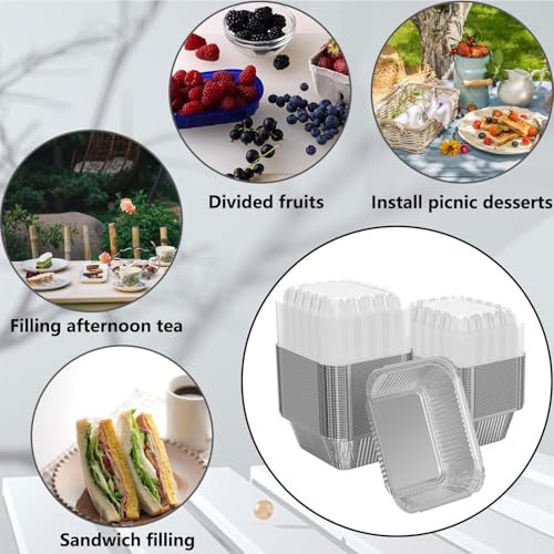 iHomeSet 100 Pack 1 lb Aluminum Foil Pan 16 oz with Clear Plastic Lids - size: 1 lb (Pack of 100), style: Tin Pans with Plastic Lids