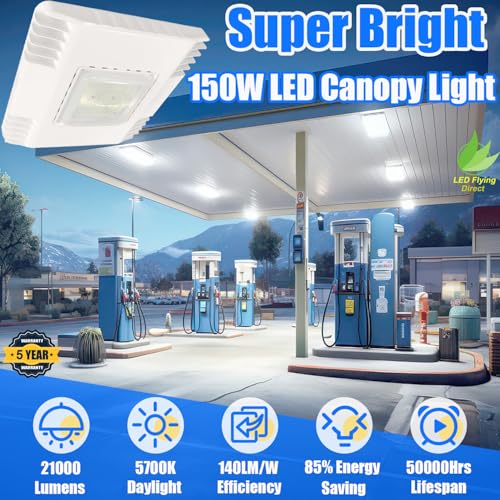 150W LED Gas Station Canopy Light (2-Pack), 21000LM 5700K, Surface Mount - size: 2Pack