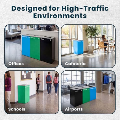 Alpine Circle Lid Industries 29 Gallon Sturdy Steel Cube Recycling Container, Square Opening - 3 Color Cans Available Sold Separately (Lid Circle Opening) - color: Lid Circle Opening