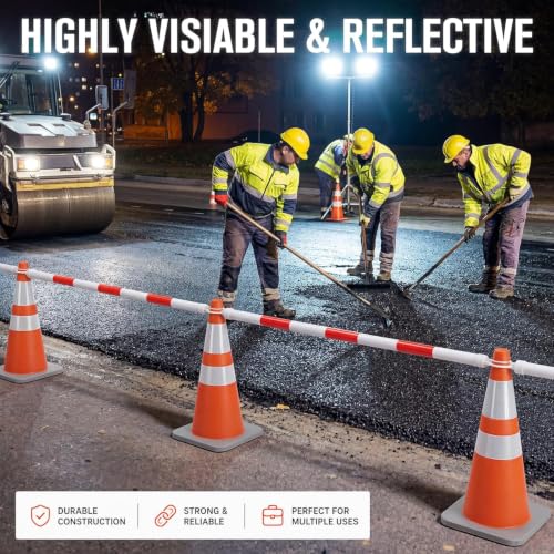 6 Pack Retractable Traffic Cone Bars, 4.04-7.22 ft, Cones Not Included