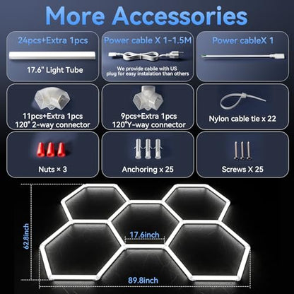 LZHOME Hexagon 5000K LED Garage Lights: 25 Pack Updated 1.31-inch Wider Size,26300LM Super Bright Hex Lighting Ceiling LED Shop Light for Garage, Car Detailing, Workshop, Warehouse, Gym, Basement - size: 5 HEX