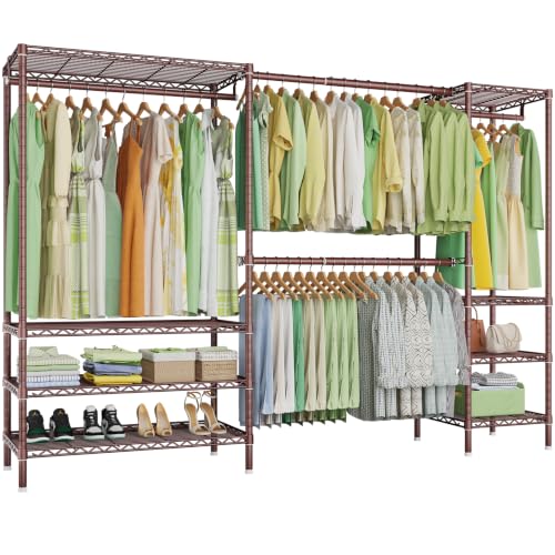 Ulif E11 Heavy-Duty Closet Garment Rack, Metal Clothes Rack, Load 1034lbs - color: Bronze