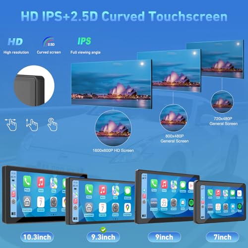 CARPURIDE 9.26 Inch Carplay Screen for Car with Backup Camera - size: 9.26 inch