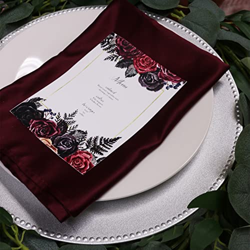 Your Chair Covers - 10 Pack 20 Inch L'Amour Satin Napkins, Oversized, Double Folded and Hemmed Table Napkins for Restaurant, Bistro, Wedding, Thanksgiving and Christmas (Burgundy) - color: Burgundy