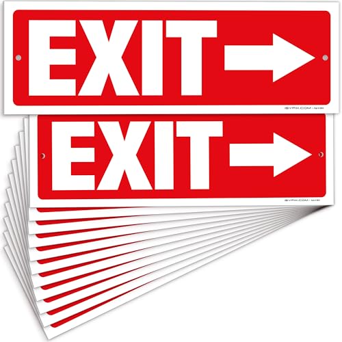 iSYFIX Exit Signs, 12 Pack, 12x4 Inch Directional Arrow Signs - color: Plastic Right, size: 12 Pk 12x4
