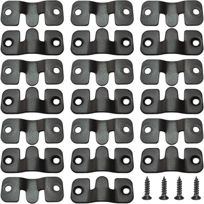 20Pcs Black Flush Mount Bracket 1.73" x 0.75" Stainless Steel Interlock Photo Hanging Buckle, Heavy Duty Picture Hanger Sectional Connector Z Clips Headboard Wall Mounting Brackets with Screws - size: 1.73" x 0.75"/ 2 hole