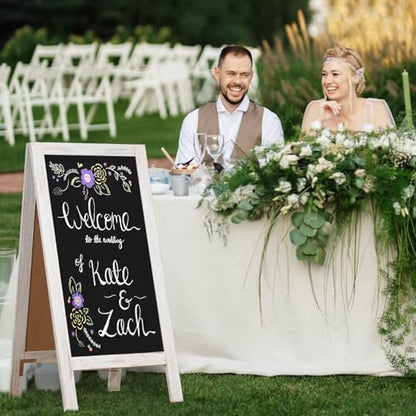 4 THOUGHT A-Frame Double-Sided Magnetic Chalkboard 40"x20", Rustic White - color: Rustic White