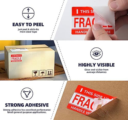 3 x 2 Inch Handle with Care This Side Up 300 Permanent Adhesive Fragile Stickers for Shipping Moving Glass Labels (1 Roll, 300 Labels) - size: 3" x 2", style: 1 Roll - 300 PCS - This Side Up